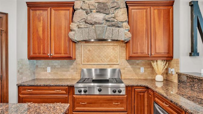 Interior, Kitchen, Stainless Steel Appliances, Stone Walls