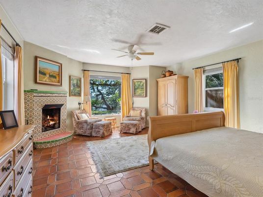 Bedroom, Fireplace, Interior