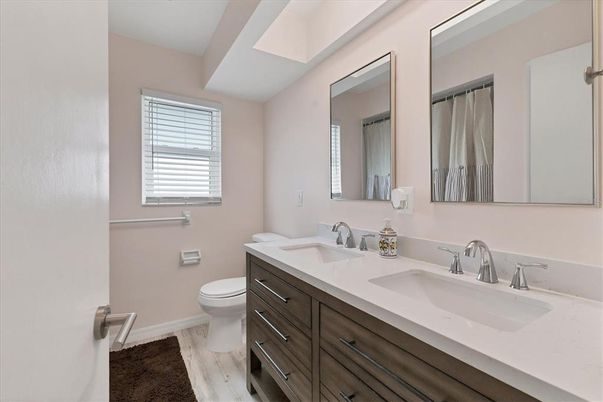 Bathroom, Dual Sink Vanities, Interior, Wood Texture Flooring