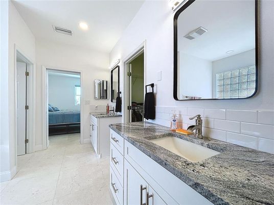 Bathroom, Bedroom, Dual Sink Vanities, Interior, Recessed Lighting