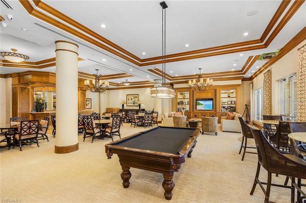 Billiard Table, Chandelier, Dining room, Game Room, Interior, Living room, Pendant Lights, Recessed Lighting