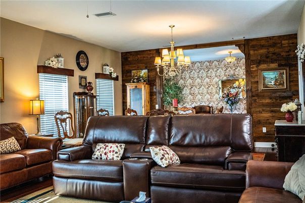 Chandelier, Interior, Living room, Wooden Walls
