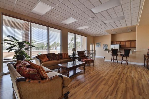 Dining room, Interior, Kitchen, Living room, Recessed Lighting, Wood Texture Flooring