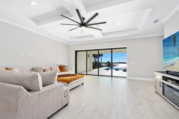 Bedroom, Interior, Living room, Recessed Lighting, Wood Texture Flooring