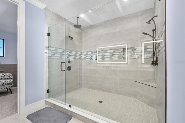 Bathroom, Glass Shower, Interior, Recessed Lighting