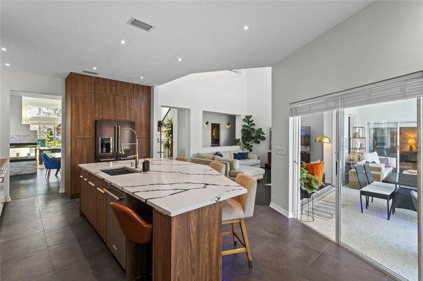 Dining room, Interior, Kitchen, Living room, Recessed Lighting, Stainless Steel Appliances
