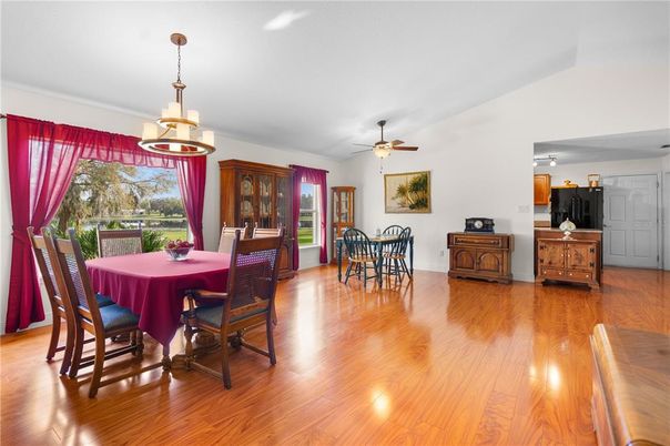 Chandelier, Dining room, Interior, Wood Texture Flooring