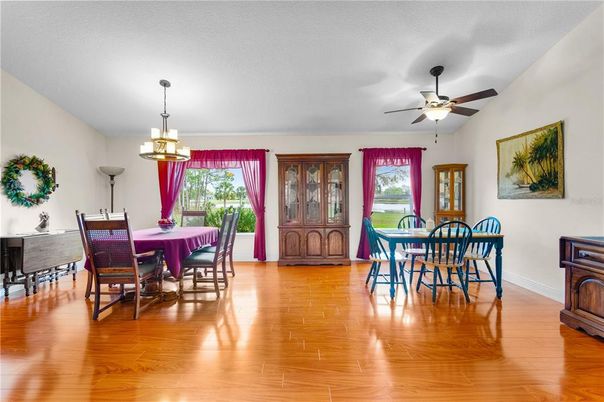 Chandelier, Dining room, Interior, Wood Texture Flooring