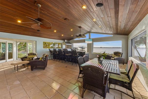 Dining room, Interior, Living room, Recessed Lighting, Wooden Ceilings