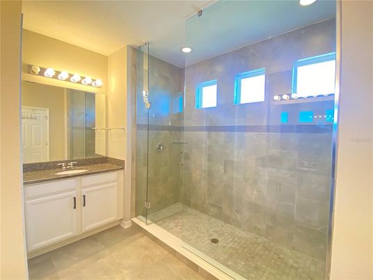 Bathroom, Glass Shower, Interior, Recessed Lighting