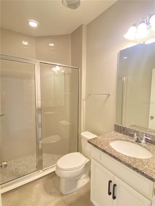 Bathroom, Glass Shower, Interior, Recessed Lighting