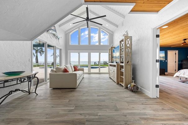 Interior, Living room, Recessed Lighting, Wooden Ceilings, Wood Texture Flooring