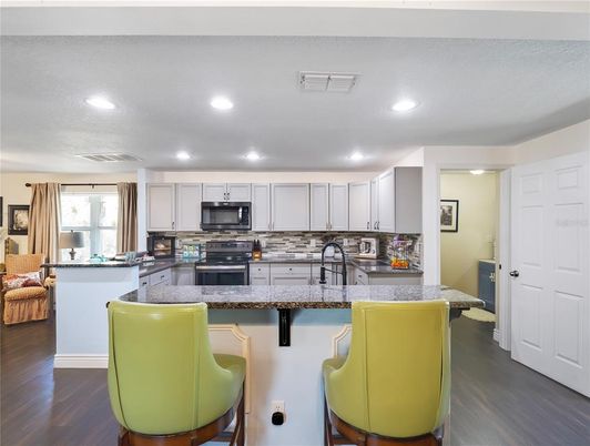 Interior, Kitchen, Recessed Lighting, Wood Texture Flooring