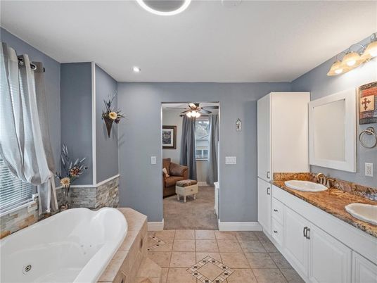 Bathroom, Dual Sink Vanities, Interior, Recessed Lighting