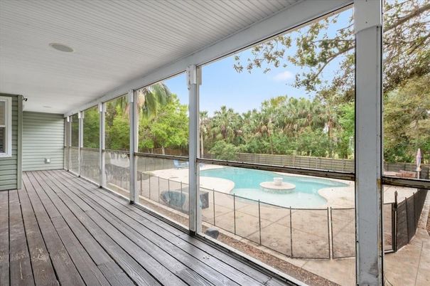 Interior, Pool, Sun Room, Wood Texture Flooring