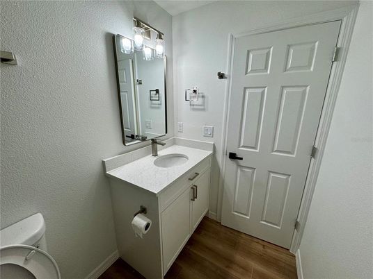 Bathroom, Dual Sink Vanities, Interior, Wood Texture Flooring