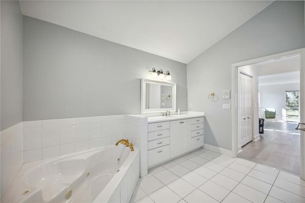 Bathroom, Dual Sink Vanities, Interior, Wood Texture Flooring