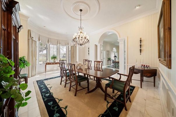 Chandelier, Dining room, Interior, Recessed Lighting
