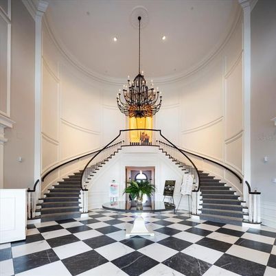 Chandelier, Interior, Marble, Recessed Lighting