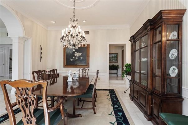 Chandelier, Dining room, Interior, Recessed Lighting