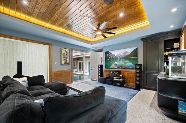 Interior, Living room, Recessed Lighting, Wooden Ceilings