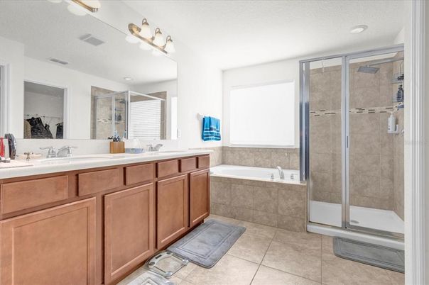 Bathroom, Dual Sink Vanities, Glass Shower, Interior, Recessed Lighting