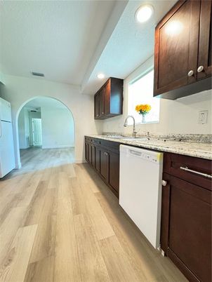 Interior, Kitchen, Recessed Lighting, Wood Texture Flooring