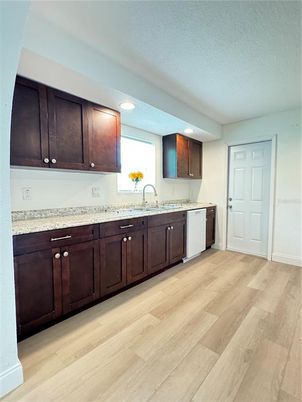Interior, Kitchen, Recessed Lighting, Wood Texture Flooring