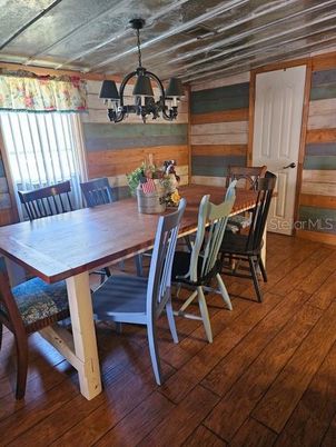 Chandelier, Dining room, Interior, Wood Texture Flooring