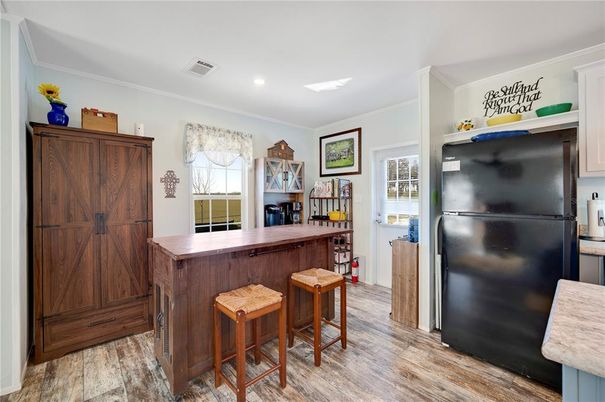 Interior, Kitchen, Recessed Lighting, Wood Texture Flooring