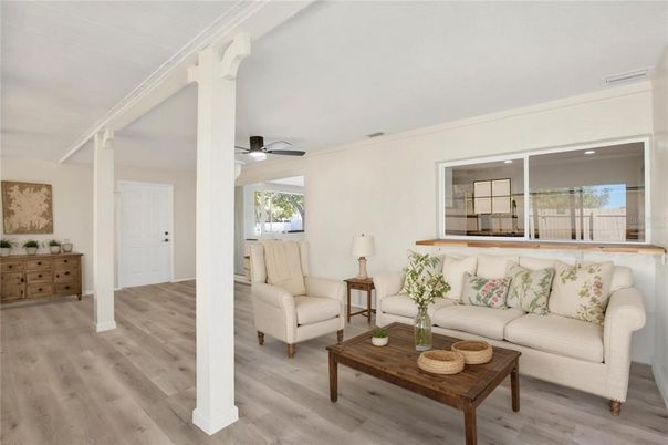 Interior, Living room, Recessed Lighting, Wood Texture Flooring
