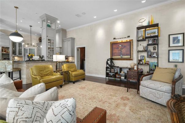 Interior, Kitchen, Living room, Pendant Lights, Recessed Lighting, Wood Texture Flooring