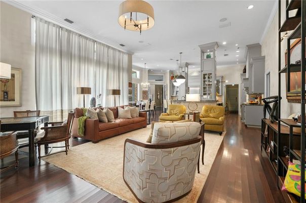 Chandelier, Dining room, Interior, Living room, Pendant Lights, Recessed Lighting, Wood Texture Flooring