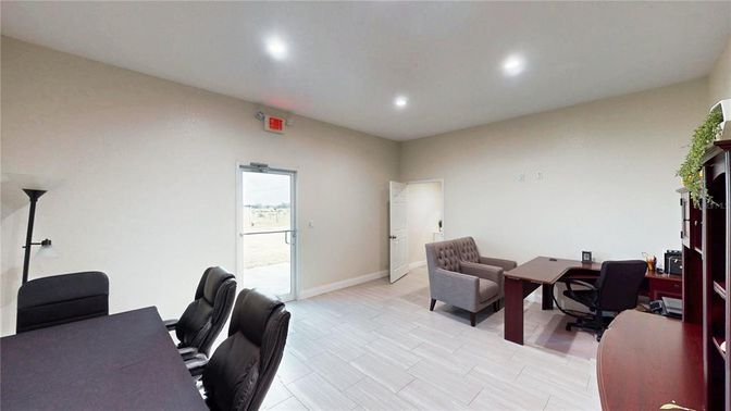 Home Office, Interior, Recessed Lighting, Wood Texture Flooring