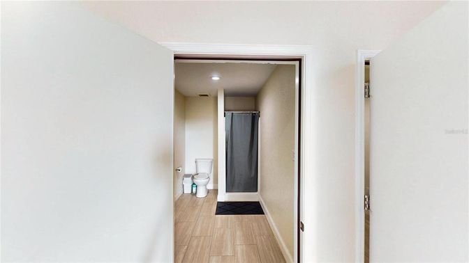 Bathroom, Interior, Recessed Lighting, Wood Texture Flooring