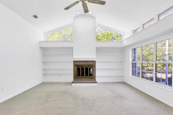 Empty room, Fireplace, Interior, Recessed Lighting
