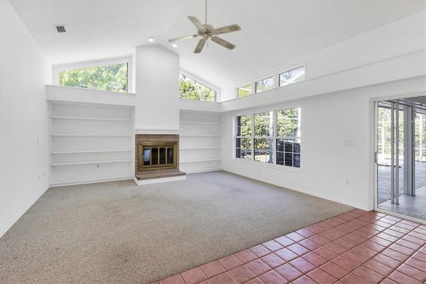 Empty room, Fireplace, Interior, Recessed Lighting