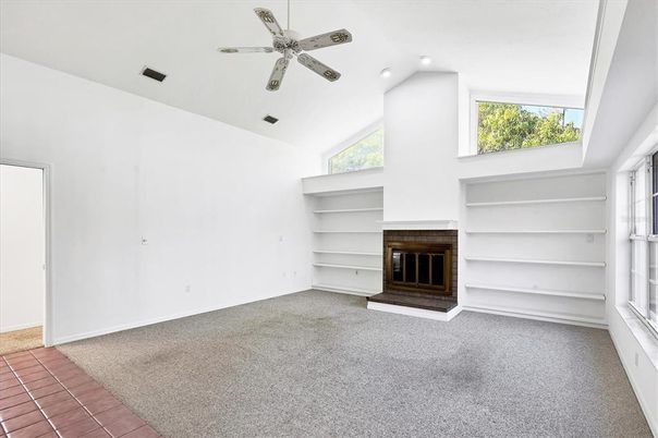 Empty room, Fireplace, Interior, Recessed Lighting