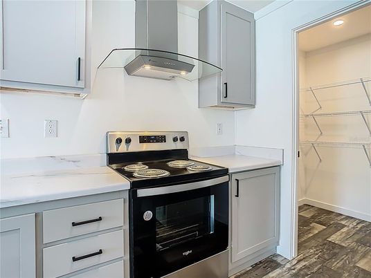 Interior, Kitchen, Recessed Lighting, Wood Texture Flooring