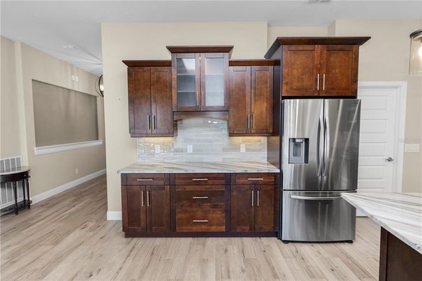 Interior, Kitchen, Stainless Steel Appliances, Wood Texture Flooring