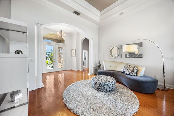 Chandelier, Interior, Wood Texture Flooring