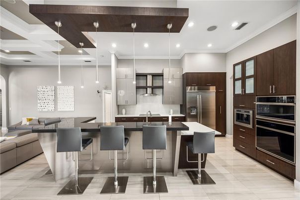 Interior, Kitchen, Pendant Lights, Recessed Lighting, Stainless Steel Appliances