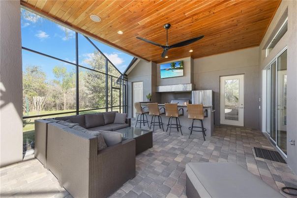 Interior, Kitchen, Living room, Recessed Lighting, Sun Room, Wooden Ceilings