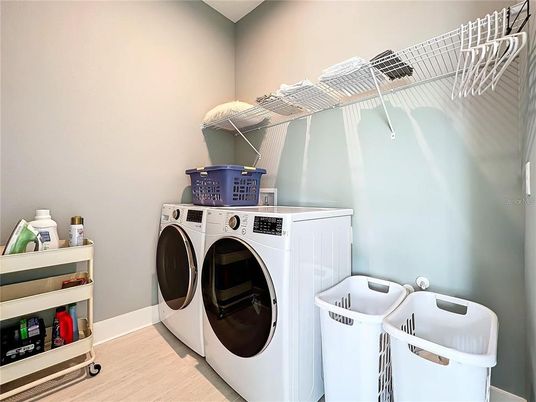 Interior, Washer, Wood Texture Flooring