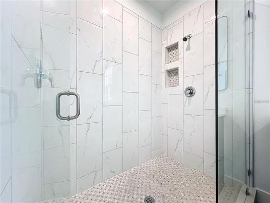 Bathroom, Glass Shower, Interior, Marble Walls