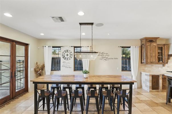 Chandelier, Dining room, Interior, Recessed Lighting