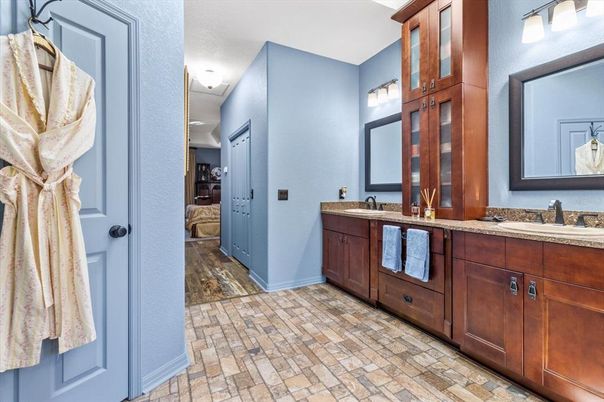 Bathroom, Dual Sink Vanities, Interior, Wood Texture Flooring