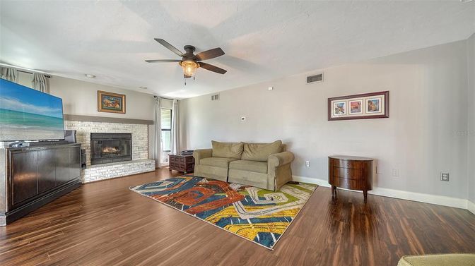 Fireplace, Interior, Wood Texture Flooring