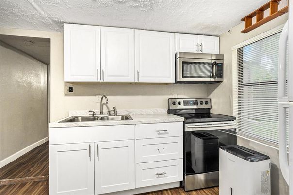 Interior, Kitchen, Stainless Steel Appliances, Wood Texture Flooring