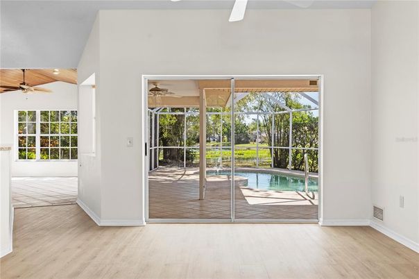 Glass Ceilings, Interior, Pool, Recessed Lighting, Sun Room, Wood Texture Flooring